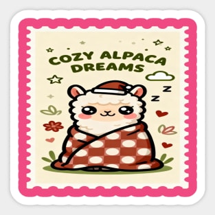 Cozy Llama Cuddles - Kawaii Llama in Blanket - Cute Animal Circle Design Sticker